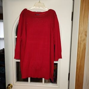 New Cable & Guage Red Sparkly Sweater Size Women's 3X